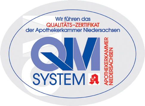 Qualitäts-Zertifikat der Apothekerkammer Niedersachsen